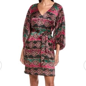 Tyler Boe Elegant Silk Multicolor Patterned Dress Size:4